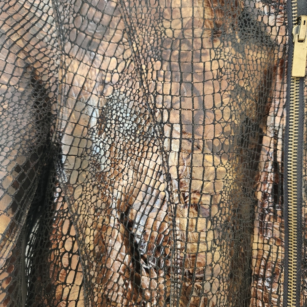 Chicos Reversible Leather Jacket Blazer Animal Pr… - image 4